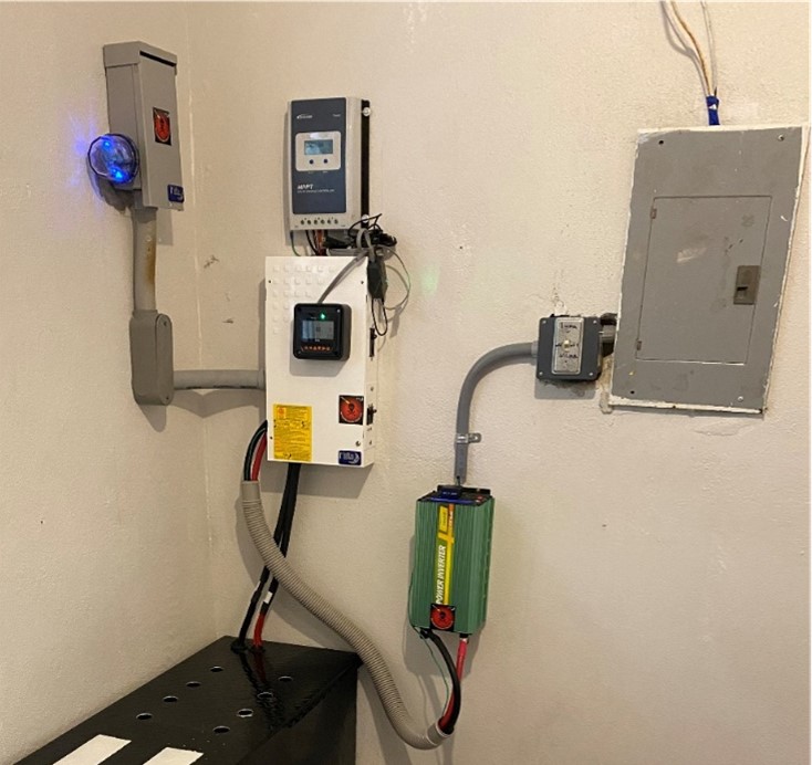 Figure 4 - Charge controller, inverter, and repurposed HEV battery